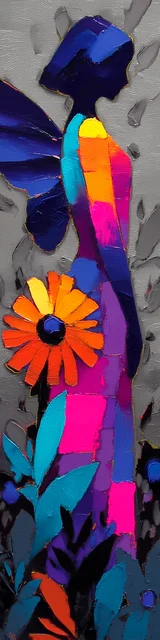 Free angel bookmark featuring bold colors sideview angel